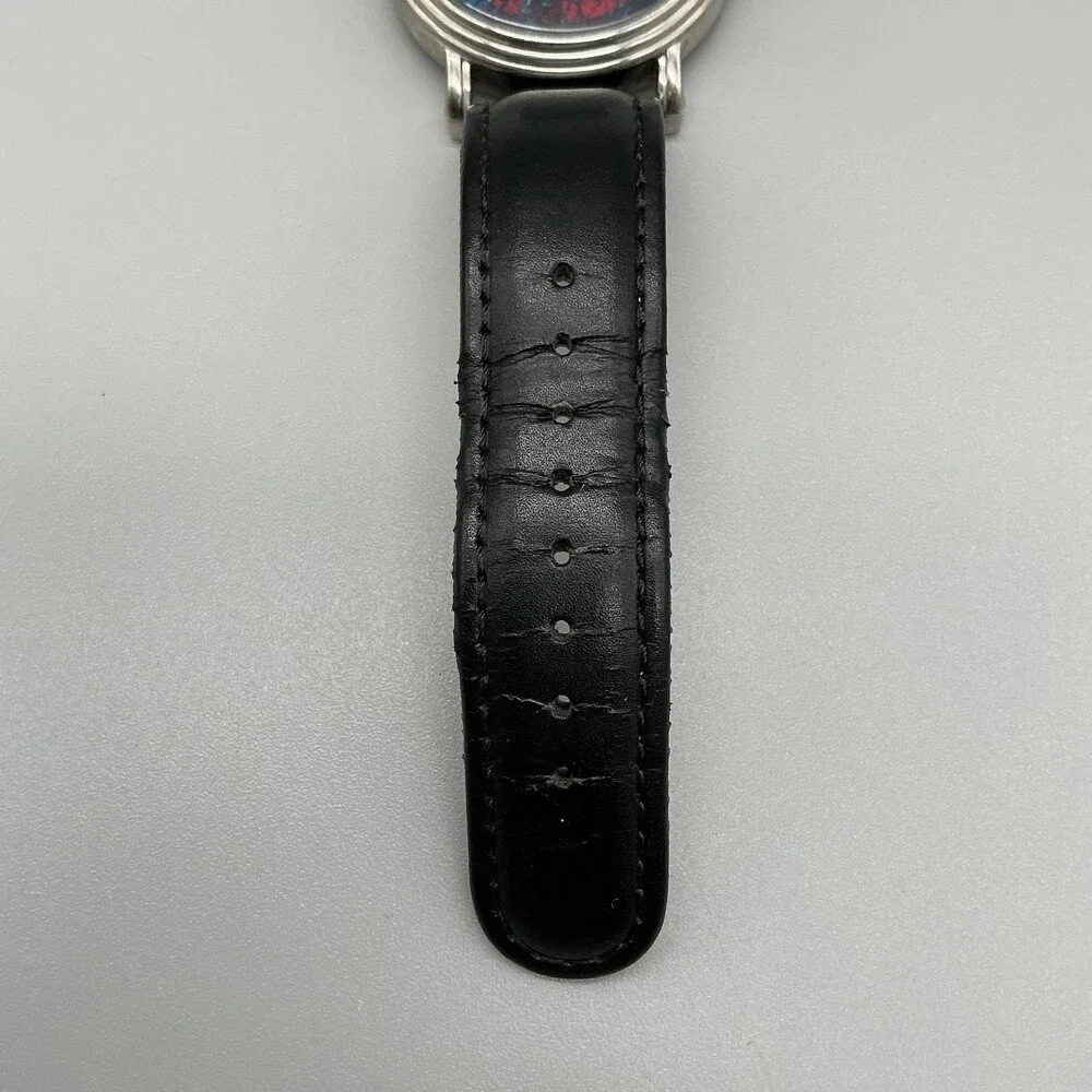 Marvel Comics Spider-Man Mens Watch 43mm Multicolor Dial Leather New Battery